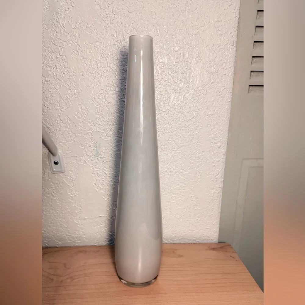 White glass tall vase made in poland  rare